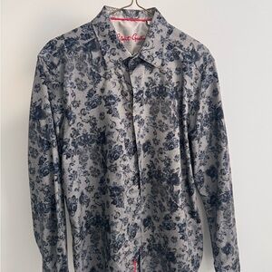 Robert Graham Gray and Red Embroidered Shirt
